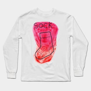 Red Watercolor Sock Long Sleeve T-Shirt